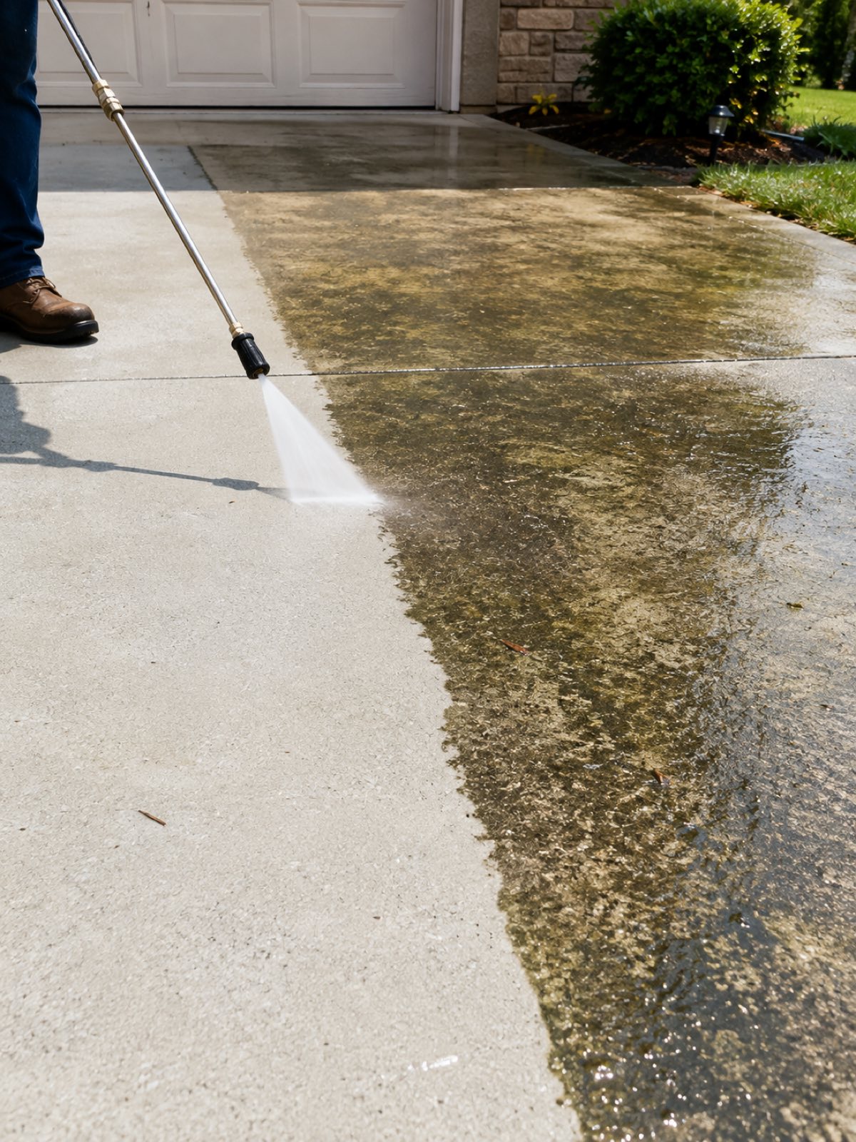 pressure washing Fishers IN driveway before and after